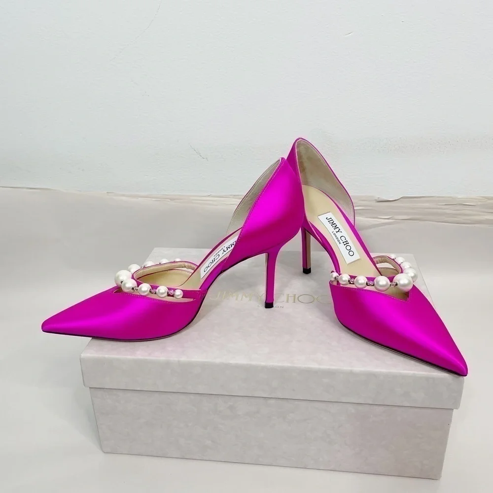 JIMMY CHOO Aurelie Satin Pumps - Picture 7 of 10